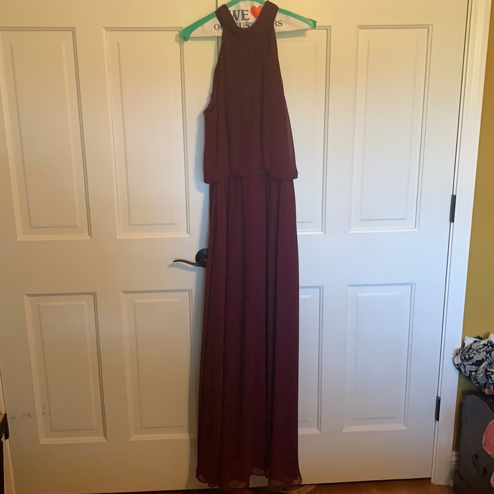 Levkoff wine bridesmaid dress